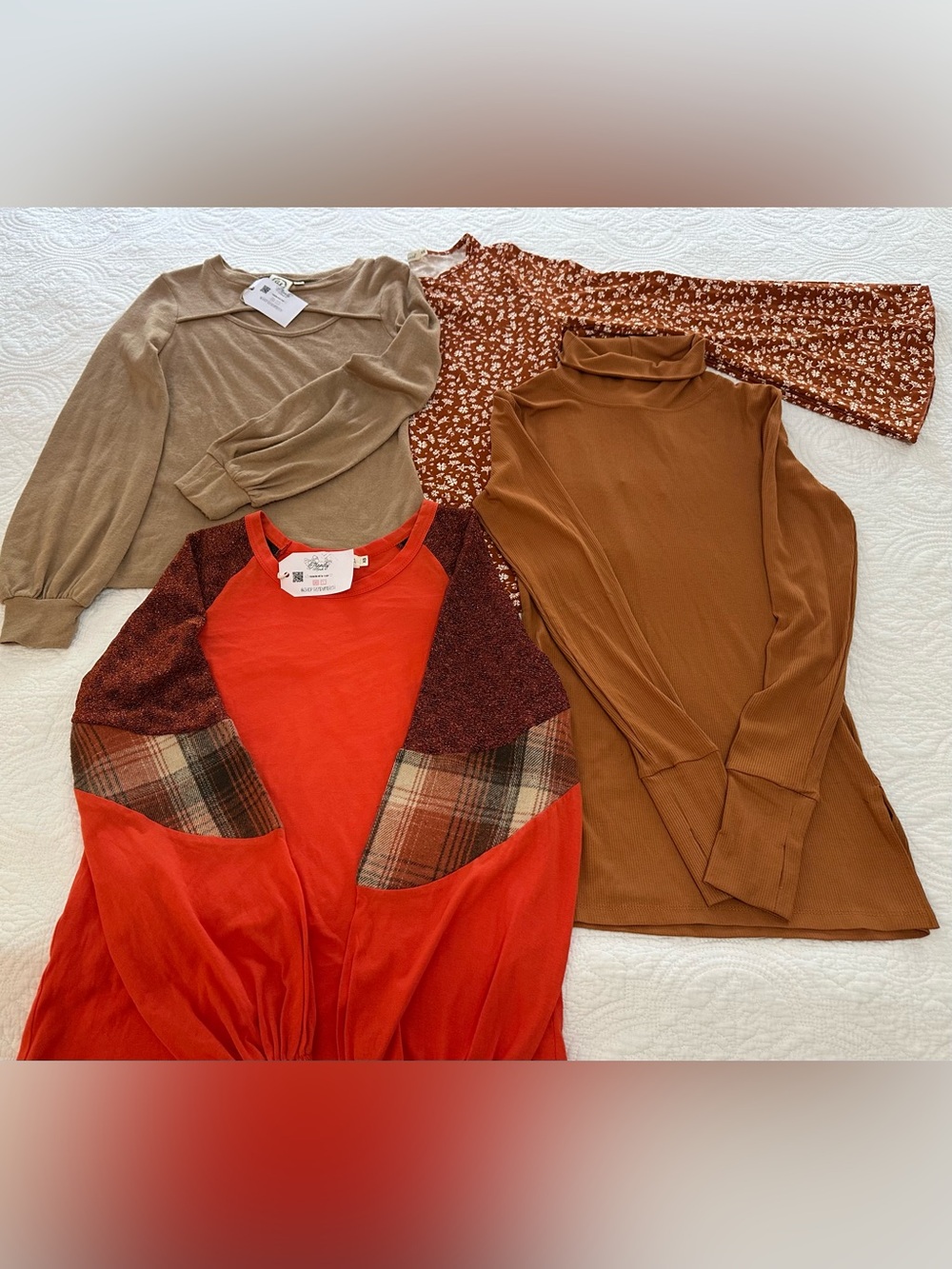 XS Boutique Bundle – 4 Long Sleeve Tops – Fall Neutrals